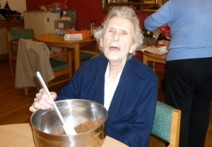 Doreen stirring the xmas cake
