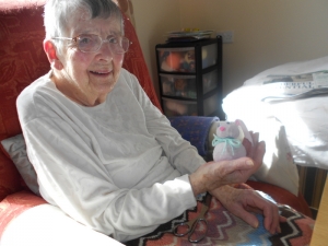 Joyce making an Easter Bunny