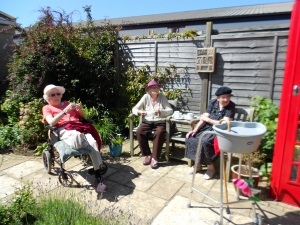  Enjoying Ice cream in the garden