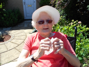 Margaret enjoys her icecream