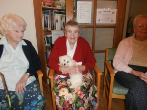 Joyce with the dearest little dog