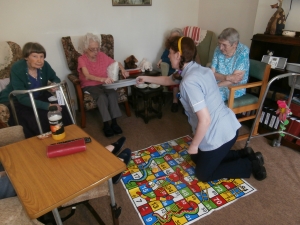 Enjoying a game of snakes and ladders