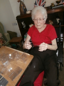 Margaret assembles the sweet boxes