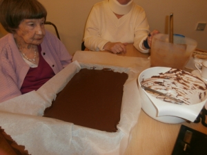 Tilly helping to make fudge