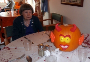 a Halloween table display